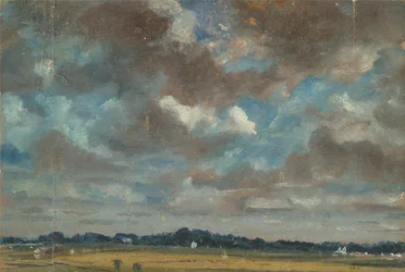 Paysage étendu avec des nuages gris
